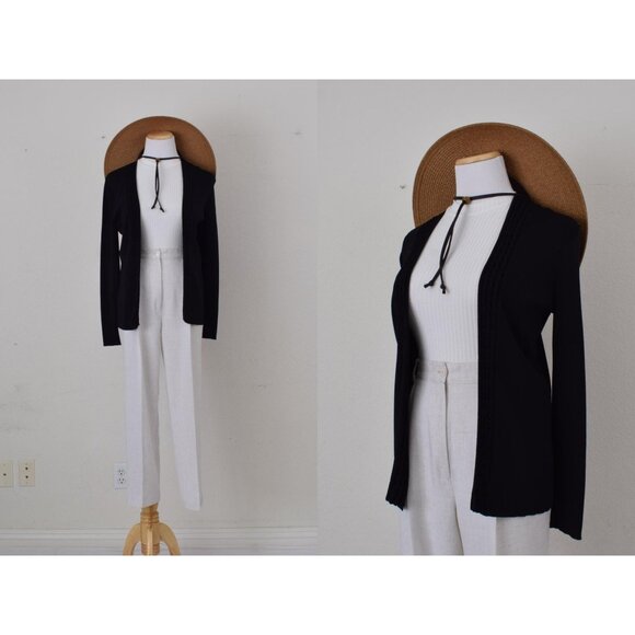 Vintage 00s Viscose/Nylon Scott Taylor Black Cardigan‎ size S - Picture 1 of 10